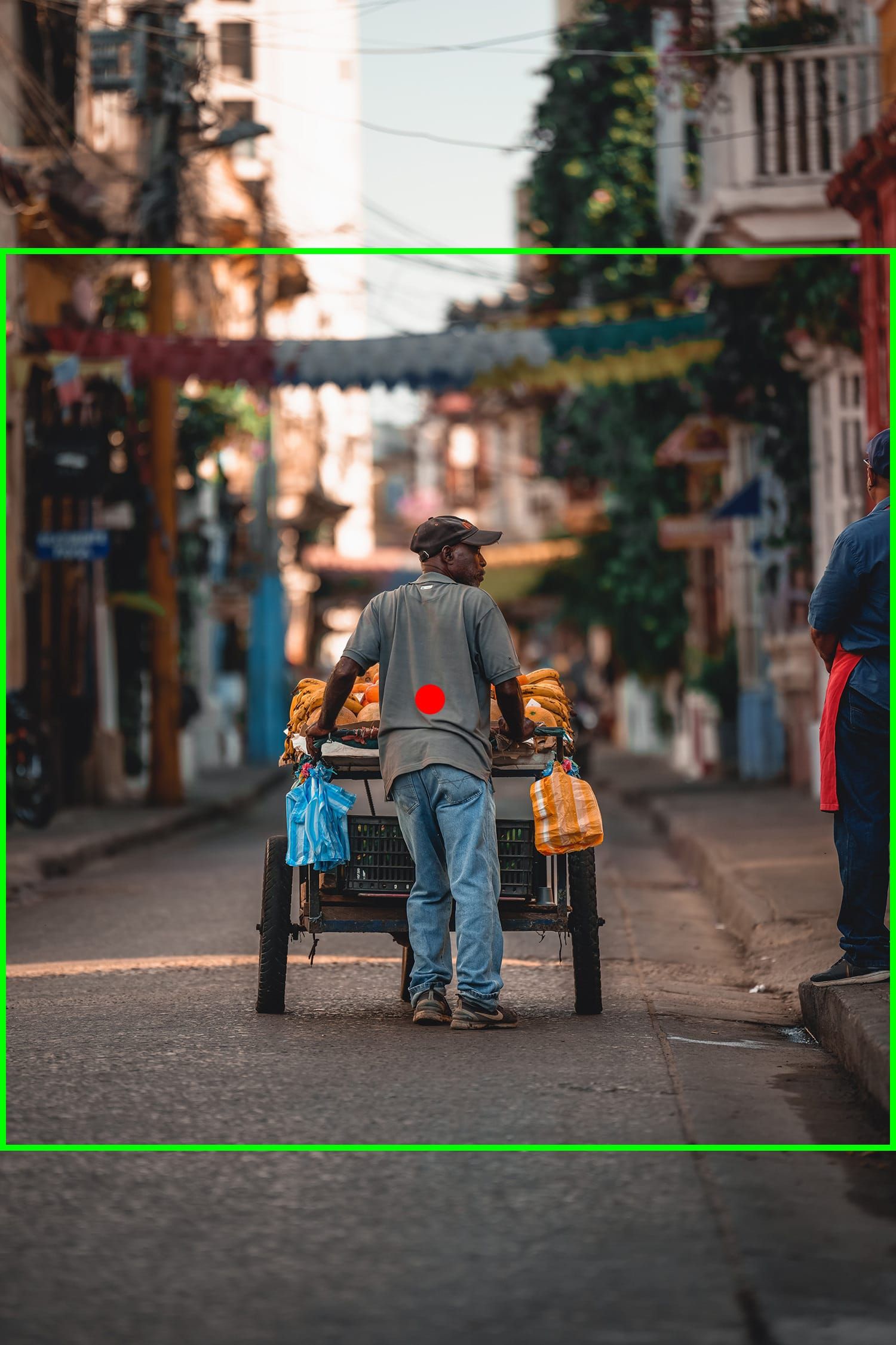A man with a cart, target region