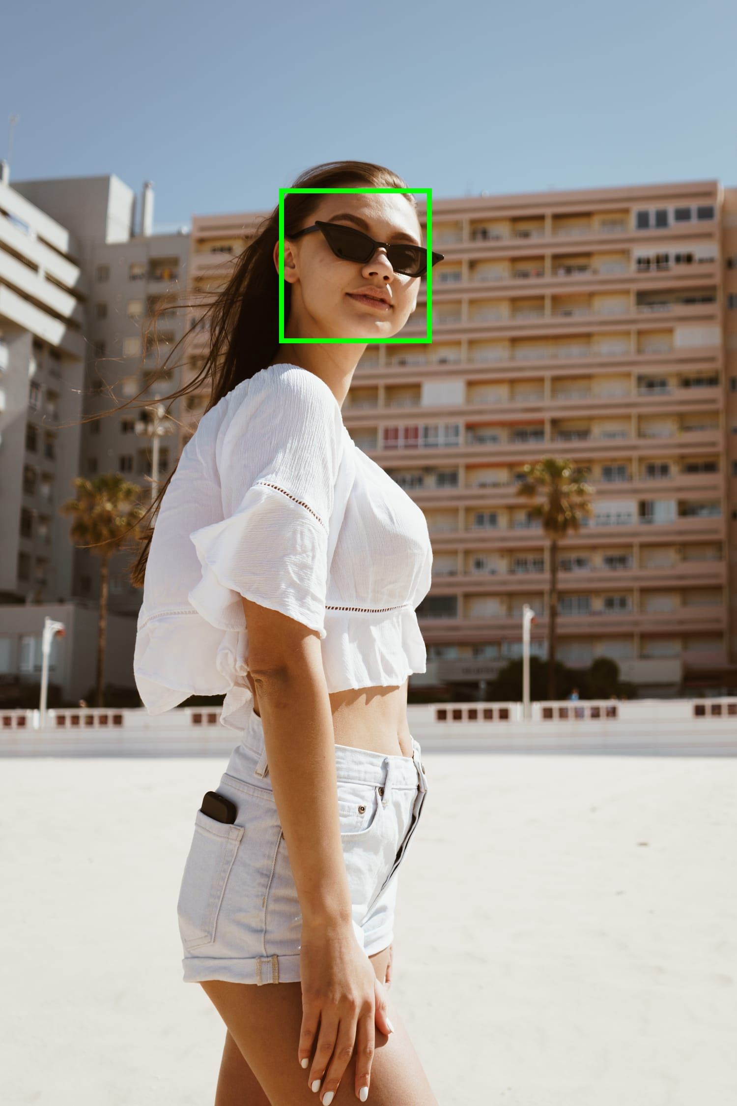 A model wearing sunglasses